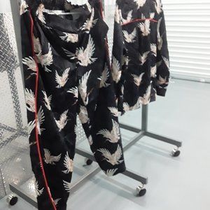 H&M Satin Crane Shirt and Pants